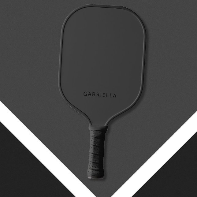 Modern Minimalist Matte Black Personalised Name Pickleball Paddle (Creator Uploaded)