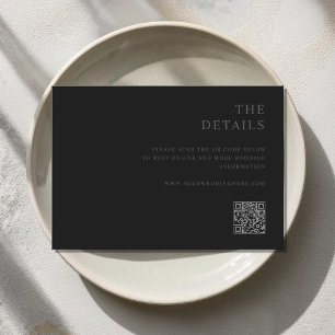 Modern Minimalist Matte Black Wedding Enclosure Card