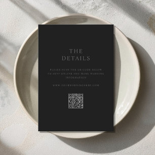 Modern Minimalist Matte Black Wedding Enclosure Card