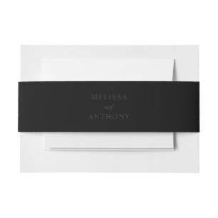 Modern Minimalist Matte Black Wedding Invitation Belly Band