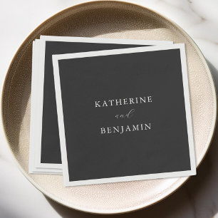 Modern Minimalist Matte Black Wedding Napkin