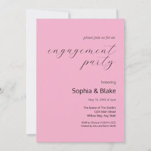 Modern Minimalist Mauve Pink Engagement Party Invitation