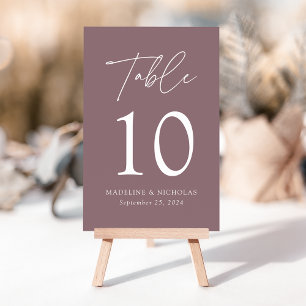 Modern Minimalist Mauve Purple Wedding Table Number