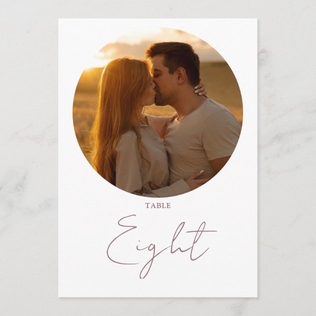 Modern Minimalist Mauve Script Table Number (Front)