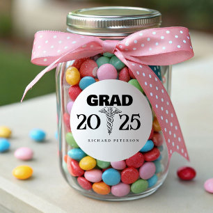 Modern Minimalist Med School Graduation Classic Round Sticker