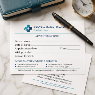 Modern Minimalist Medical Office Custom Appointment Card