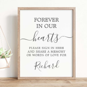 Modern Minimalist Memorial Funeral Memory Table Poster