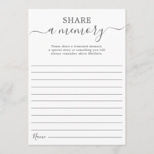 Modern Minimalist Memorial Funeral Share a Memory Card