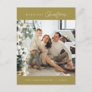 Modern Minimalist, Merriest Christmas Family Photo Postcard