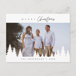 Modern Minimalist, Merriest Christmas Family Photo Postcard