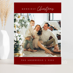 Modern Minimalist, Merriest Christmas Family Photo Postcard