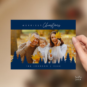 Modern Minimalist, Merriest Christmas Family Photo Postcard