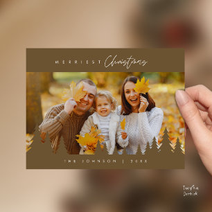 Modern Minimalist, Merriest Christmas Family Photo Postcard
