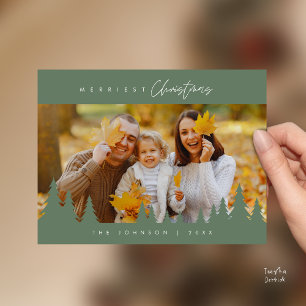 Modern Minimalist, Merriest Christmas Family Photo Postcard