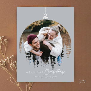 Modern Minimalist, Merriest Christmas Family Photo Postcard