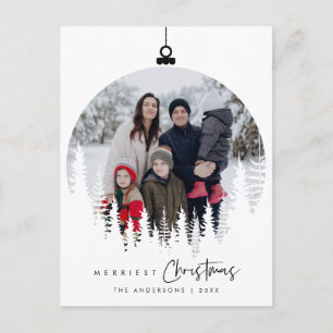 Modern Minimalist, Merriest Christmas Family Photo Postcard