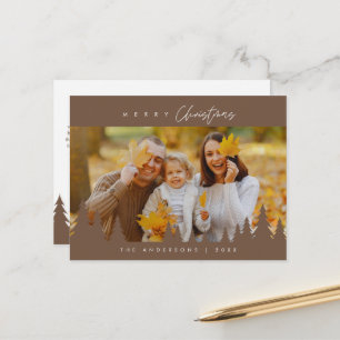 Modern Minimalist, Merriest Christmas Family Photo Postcard