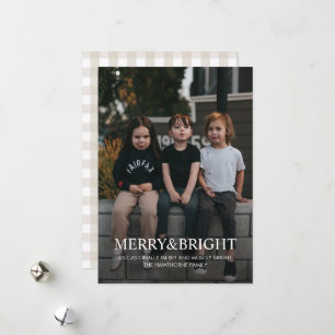 Modern Minimalist Merry and Bright Photo Holiday Card