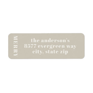 Modern Minimalist Merry Beige Return Address