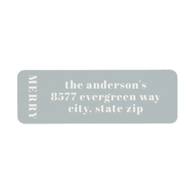 Modern Minimalist Merry Blue Return Address  (Front)