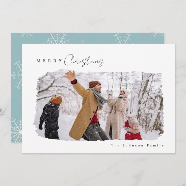 Modern Minimalist Merry Christmas 1 Photo  Holiday Card (Front/Back)