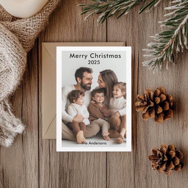 "Modern Minimalist Merry Christmas Family Photo  (Creator Uploaded)