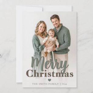 Modern Minimalist Merry Christmas Family Photo Holiday Card