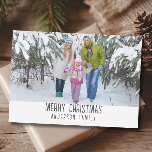 Modern Minimalist Merry Christmas Family Photo  Holiday Card