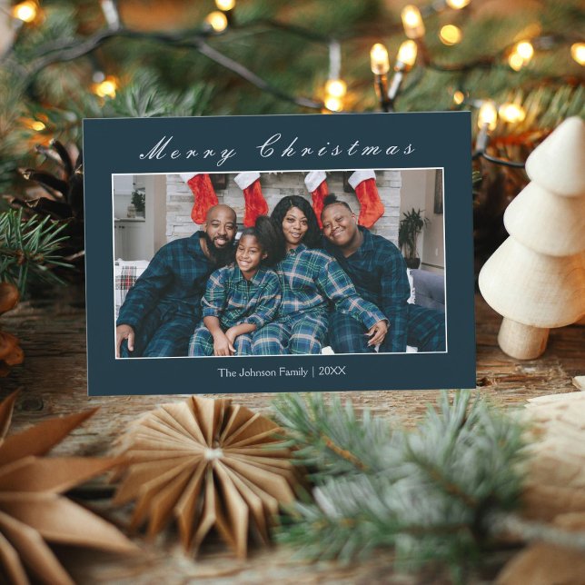 Modern Minimalist Merry Christmas Family Photo  Holiday Card (Creator Uploaded)