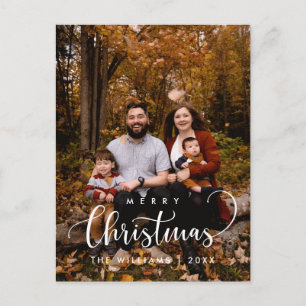 Modern Minimalist, Merry Christmas Family Photo Postcard