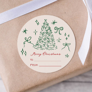 modern minimalist merry christmas gift sticker