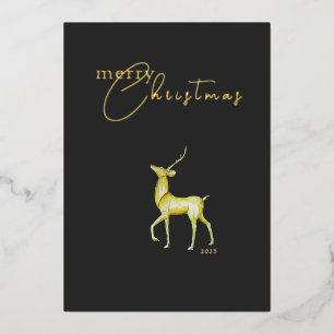 Modern Minimalist Merry Christmas Gold Reindeer