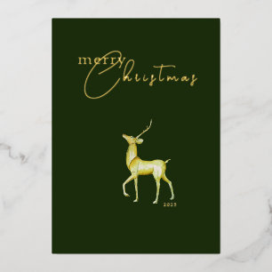 Modern Minimalist Merry Christmas Gold Reindeer