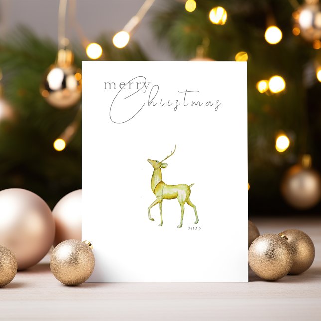 Modern Minimalist Merry Christmas Gold Reindeer  (Creator Uploaded)