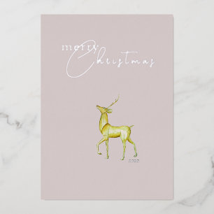 Modern Minimalist Merry Christmas Gold Reindeer