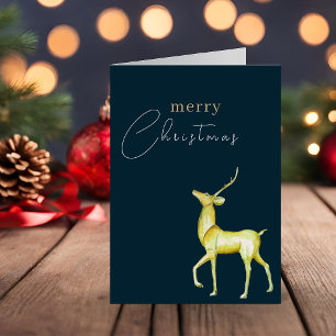 Modern Minimalist Merry Christmas Gold Reindeer  Card
