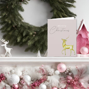 Modern Minimalist Merry Christmas Gold Reindeer  Card