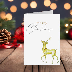 Modern Minimalist Merry Christmas Gold Reindeer Card