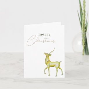Modern Minimalist Merry Christmas Gold Reindeer Card