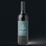 Modern Minimalist Merry Christmas Green Pine Tree  Wine Label<br><div class="desc">Modern Minimalist Merry Christmas Green Pine Tree design.</div>