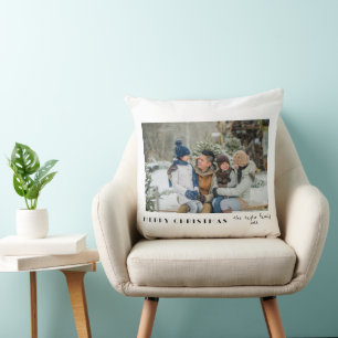 Modern Minimalist Merry Christmas Photo Cushion