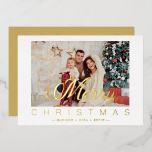 Modern Minimalist Merry Christmas Photo Family