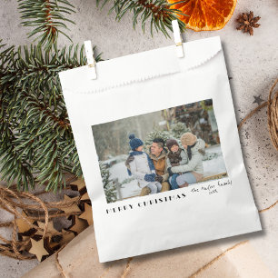 Modern Minimalist Merry Christmas Photo Favour Bags