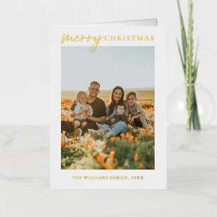 Modern Minimalist Merry Christmas Photo Foil Holiday Card