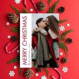 Modern Minimalist Merry Christmas Photo Holiday Card