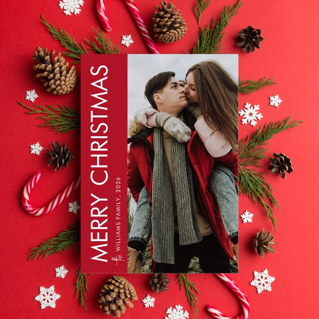 Modern Minimalist Merry Christmas Photo Holiday Card (Creator Uploaded)