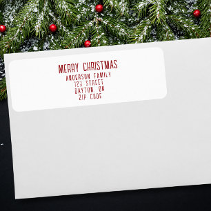 Modern Minimalist Merry Christmas Return Address