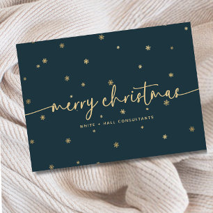 Modern Minimalist Merry Christmas Script Business Holiday Card