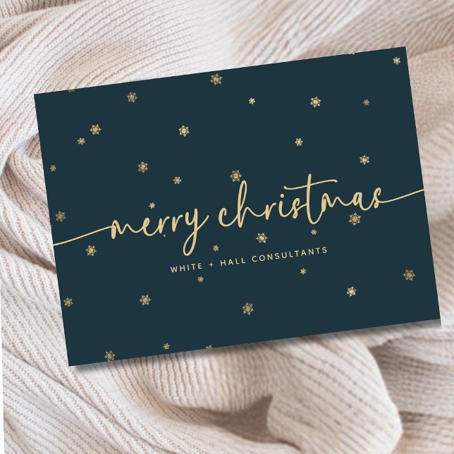 Modern Minimalist Merry Christmas Script Business Holiday Card (Creator Uploaded)