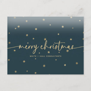 Modern Minimalist Merry Christmas Script Business Postcard